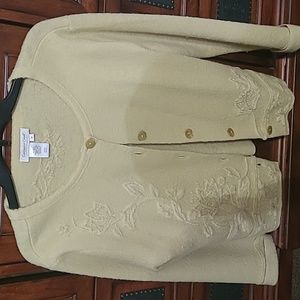 Coldwater Creek Pastel Light Green Wool Cardigan Size M